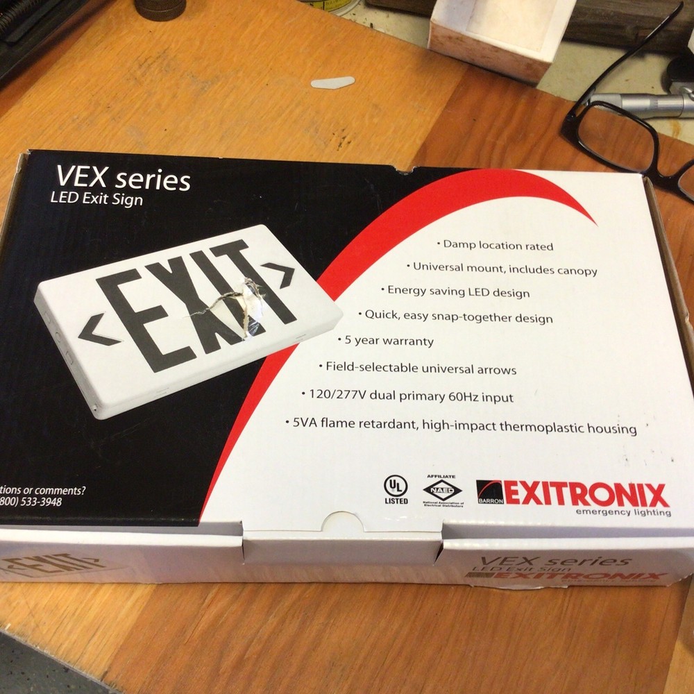 Exitronix emergency lighting Thermo Plastic LED EXIT SIGN VEX Series