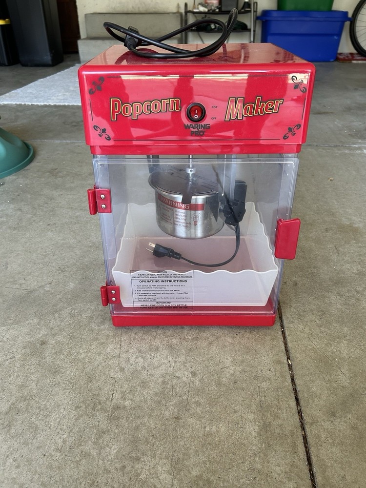 Warning Pro WPM 25 Professional Nostalgia Red Popcorn Maker.