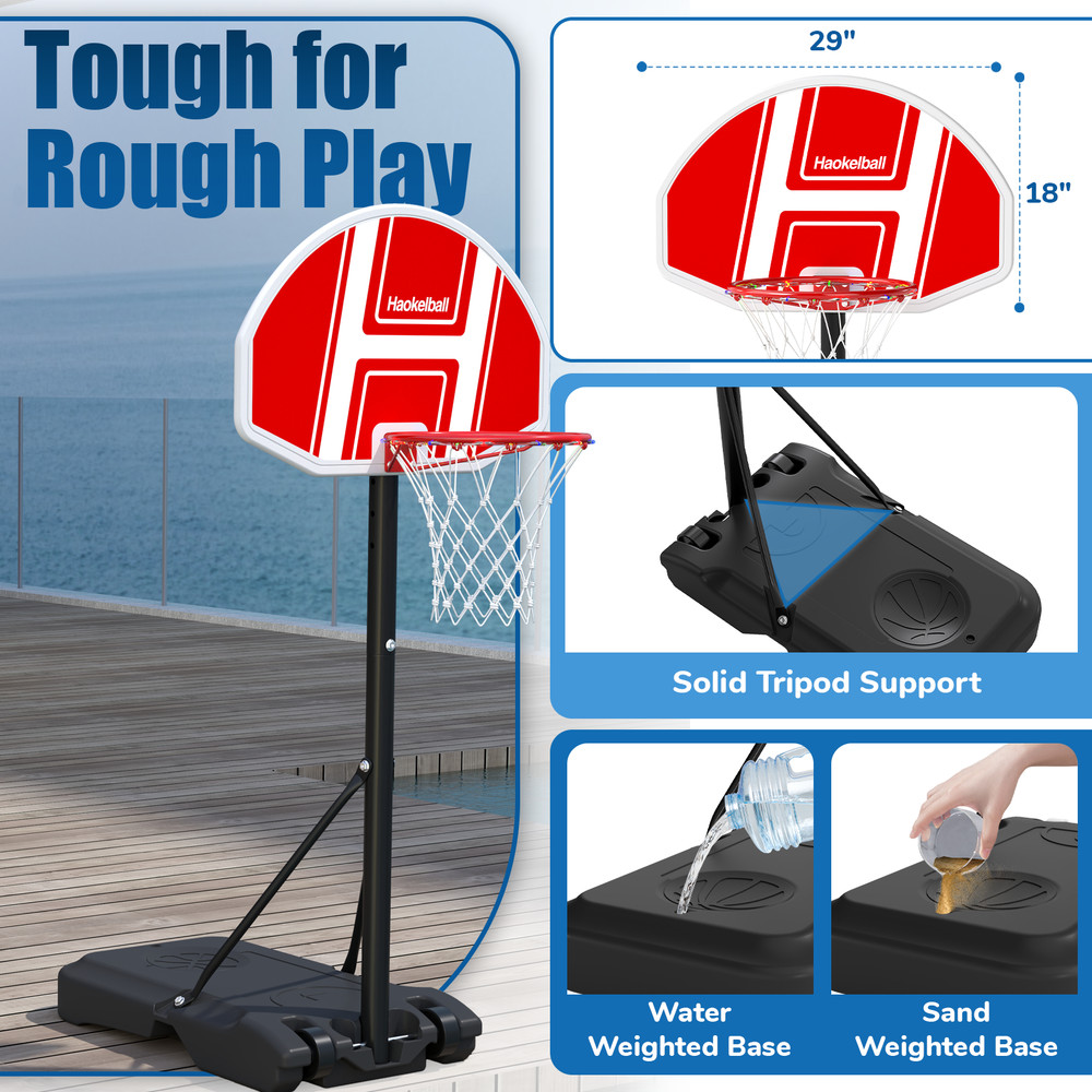 Pool Basketball Hoop Game LED String Light Backboard Poolside Play +Wheels,Balls
