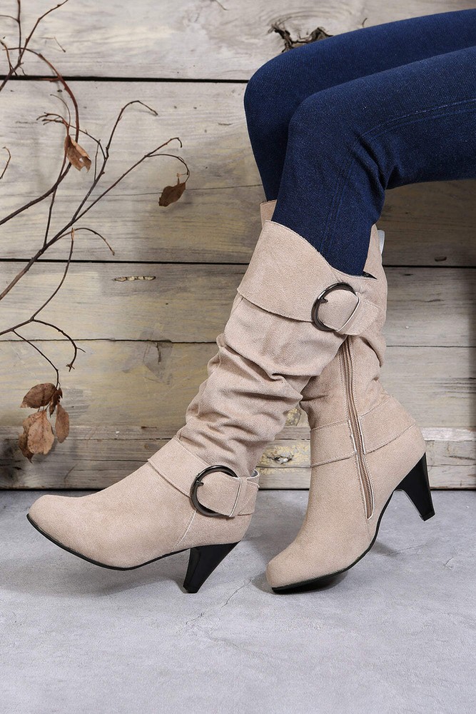 Dual Buckle Side Zip Boots - 2 Colors
