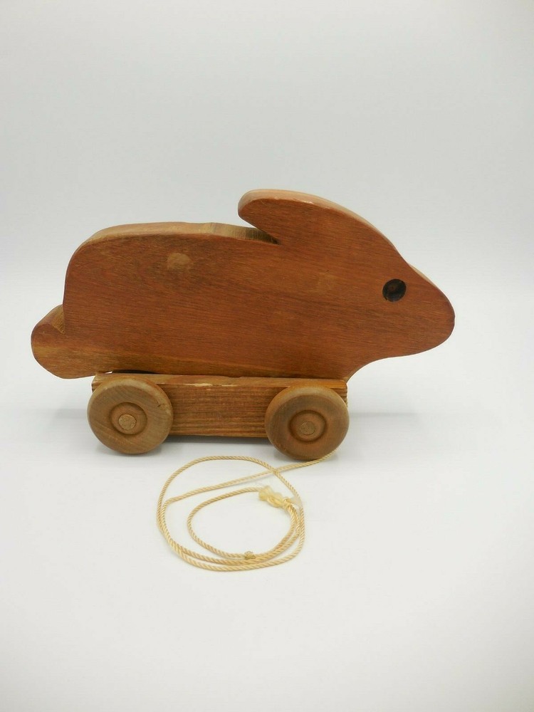 Wooden Rabbit Pull Toy Hopping Rabbit