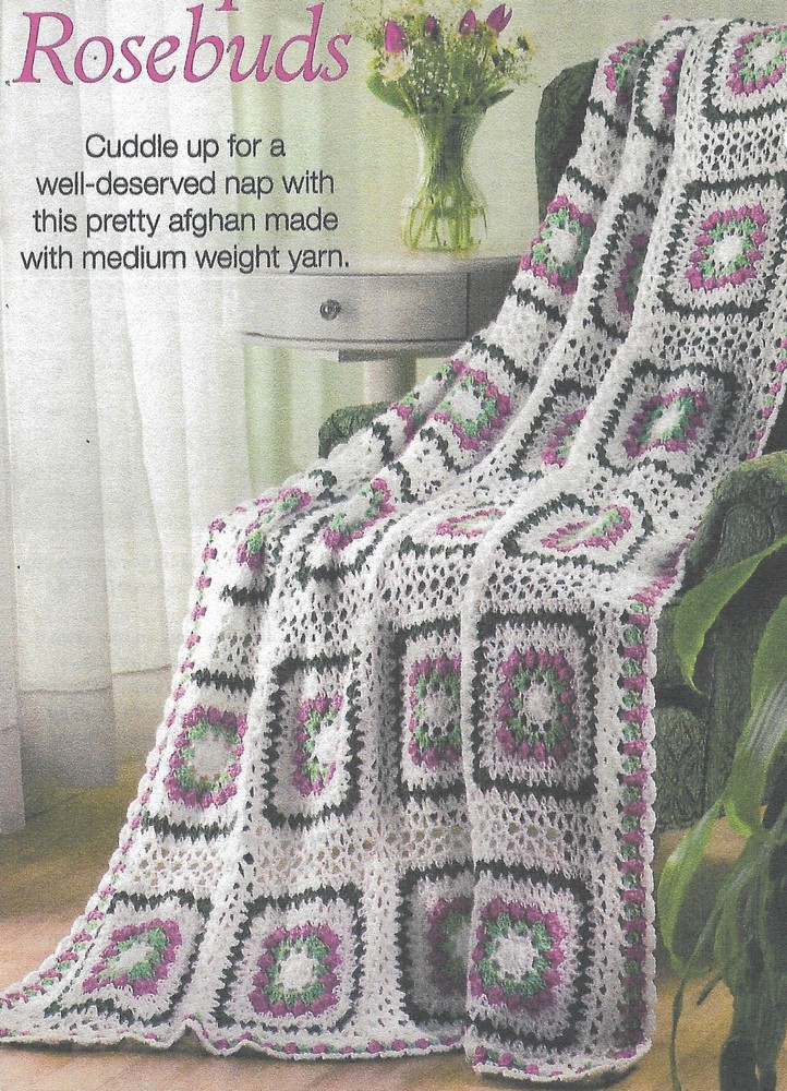 Antique Rosebuds  Afghan crochet pattern instructions