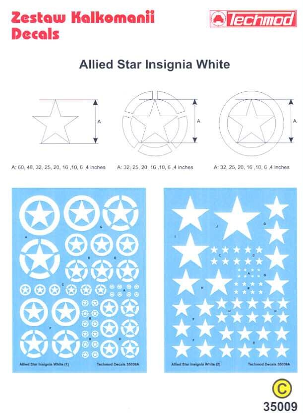 Techmod Decals 1/35 ALLIED ARMOR STAR INSIGNIA WHITE