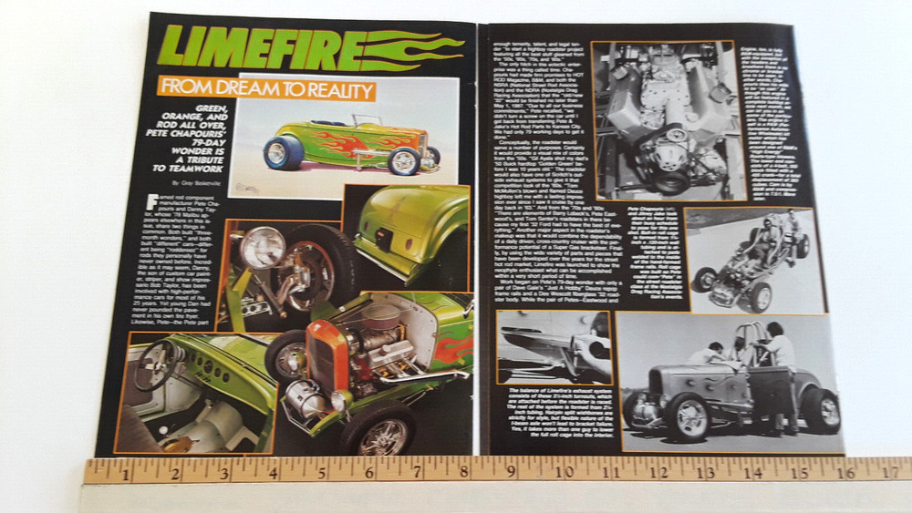 PETE CHAPOURIS 1932 FORD LIMEFIRE ORIGINAL 1987 ARTICLE