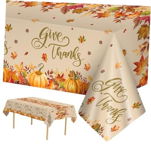 3 Pcs Thanksgiving Tablecloth Disposable - Fall Table cloth, Give Thanks