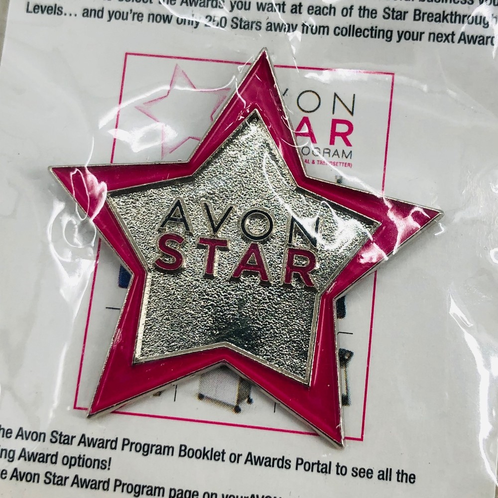 Avon Star 250 Award Program Silver & Pink Enamel Representative Lapel Pin