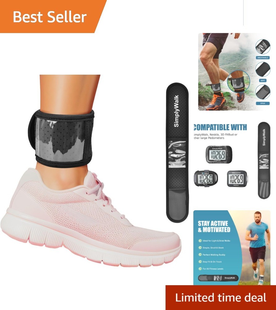 Comfortable Soft Ankle Band with Pouch for Pedometers - Fits Medium Size