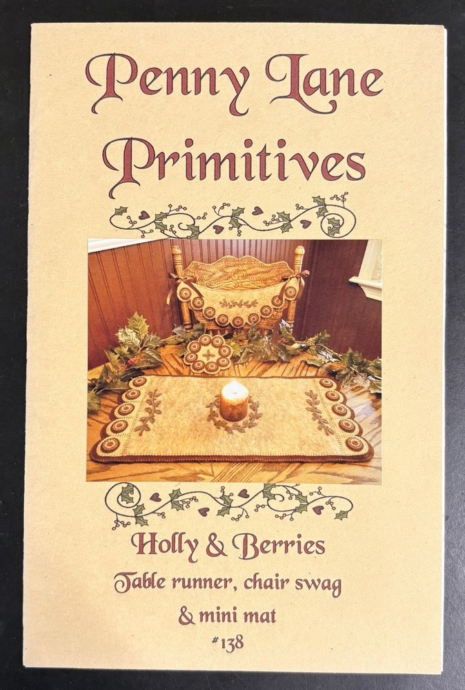 Holly & Berries Table Runner, Chair Swag and Mini Mat Pattern