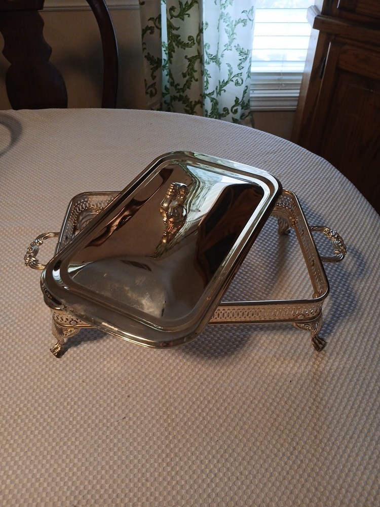 Silver Plated Buffet Casserole Holder With Lid