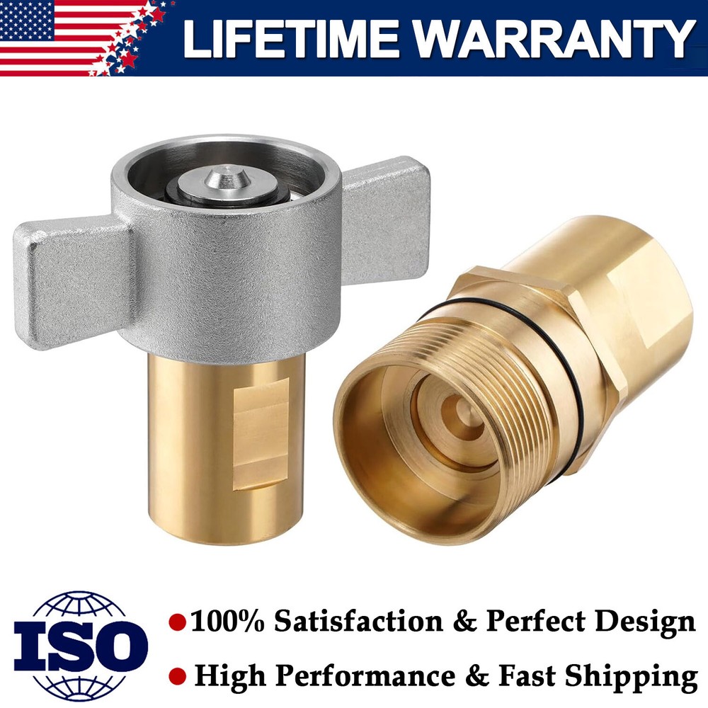 1" NPT Wet Line Wing Nut Hydraulic Quick Disconnect Brass Coupler/Coupling Set