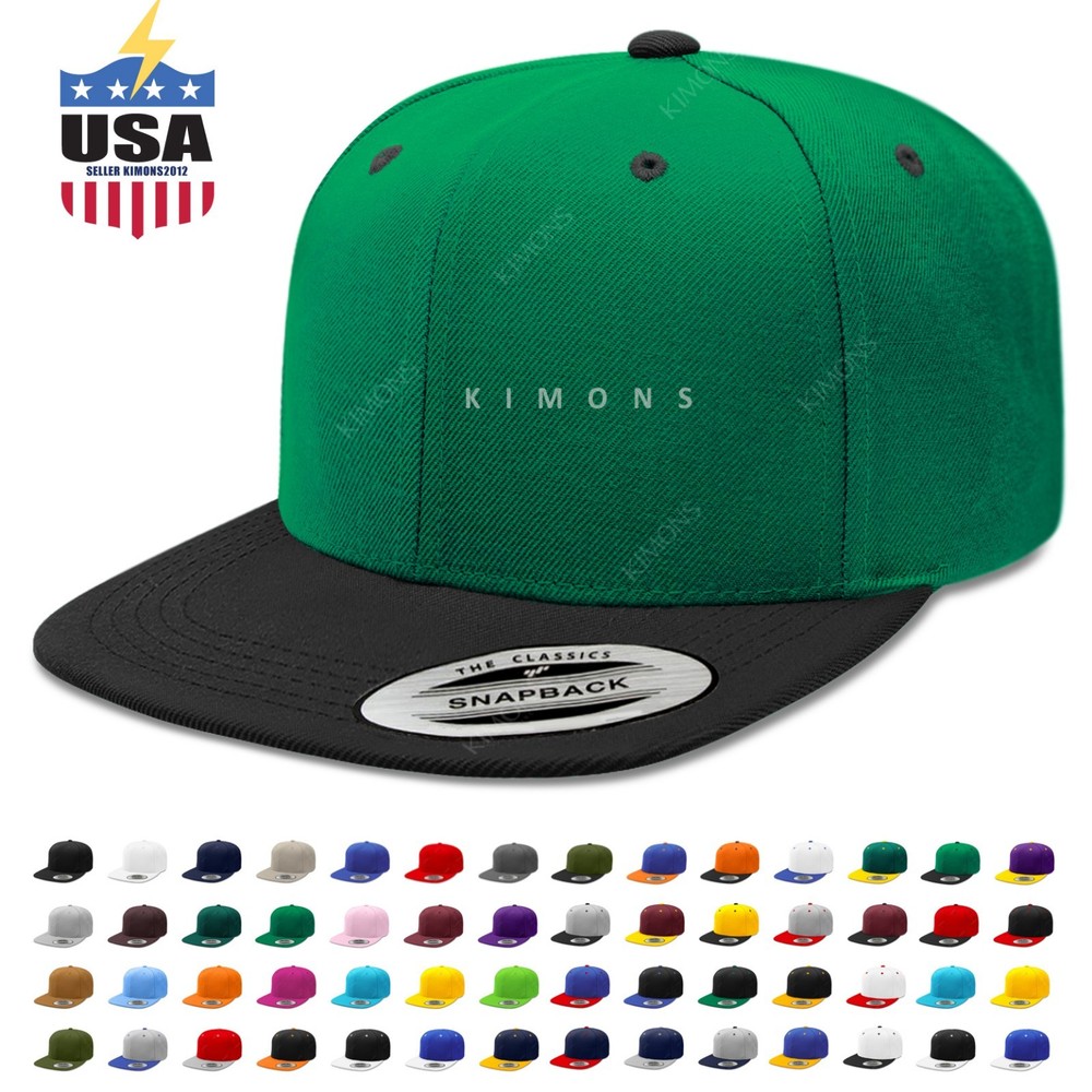 Classic Snapback Hat Flat Brim Baseball Cap Plain Solid Trucker Men's Blank CS
