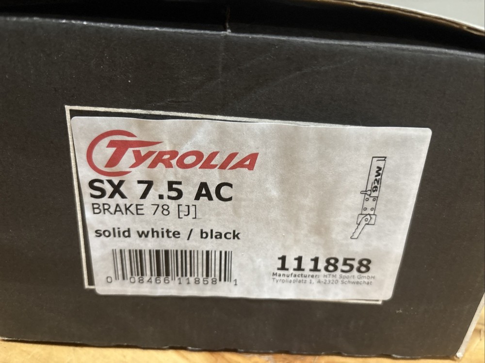 Tyrolia SX 7.5 GW Junior Solid Black/White Ski Bindings 78J