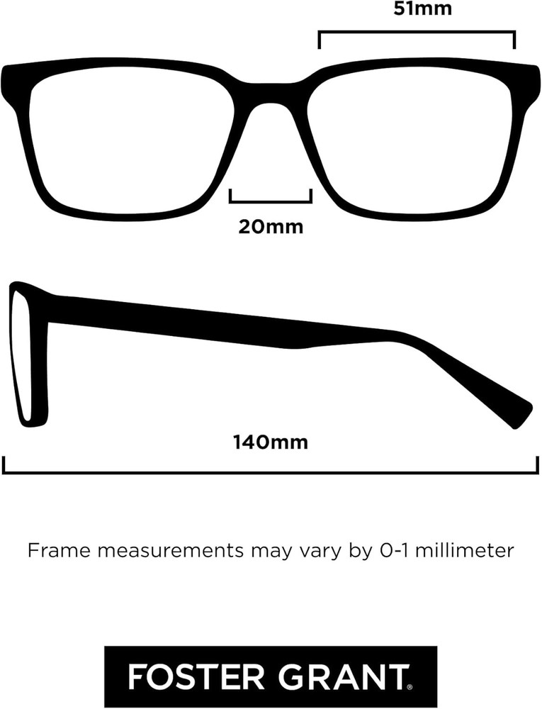 Foster Grant Men's Kramer e.Readers Reading Glasses Rectangular, Matte Black/Tra