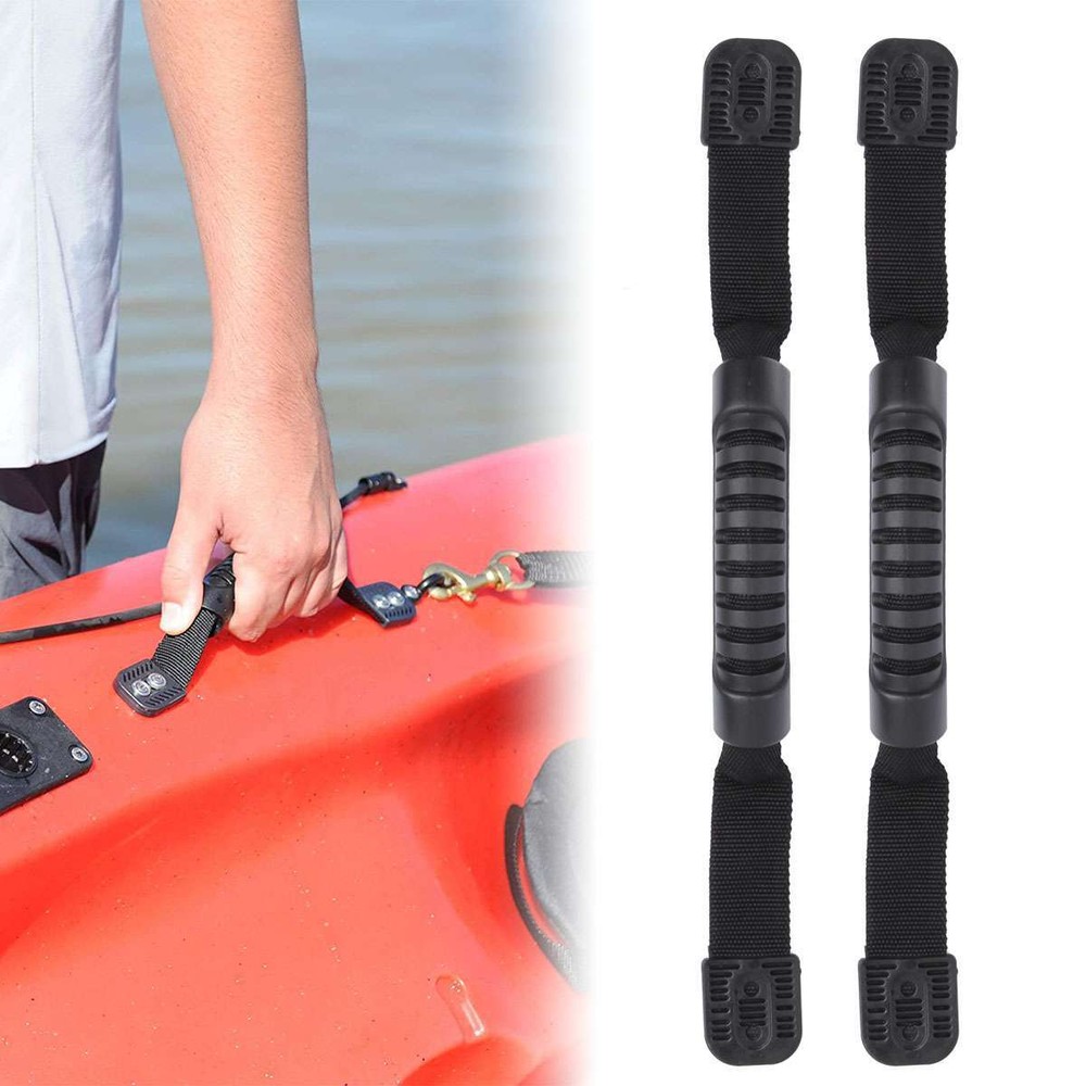 Black Grab Handle Kayak Boat Side Mount Rubber Replacement Grip Handle -2 Pack