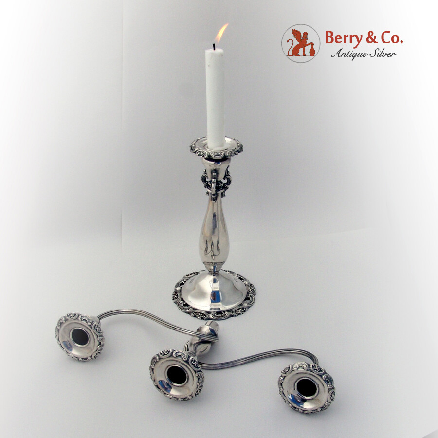 Baroque Three Branch Candelabrum Wallace Silverplate