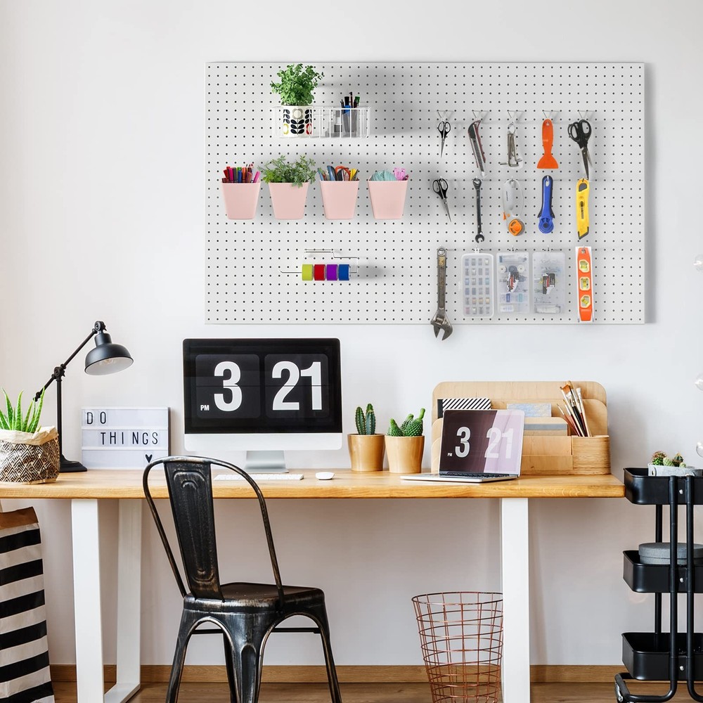 G.CORE Peg Board Organizer 21 Pack, Pegboard Multi-size, White & Pink