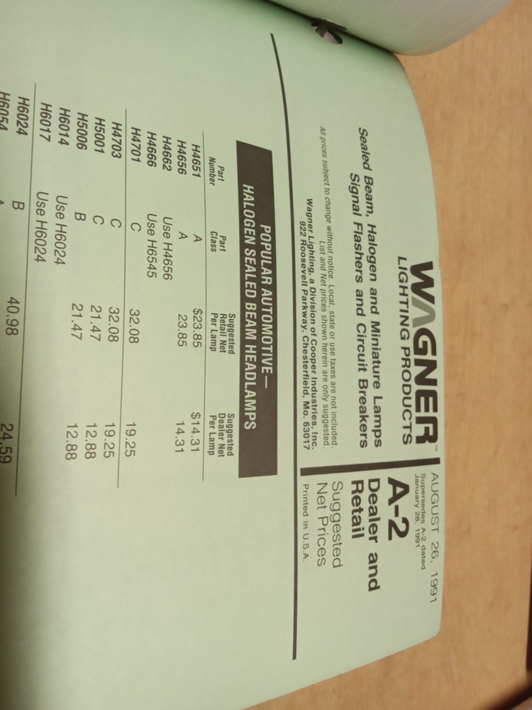 PowerPath Wire & Cable Catalog TD91-91P / Wagner Lamp And Flasher Application...