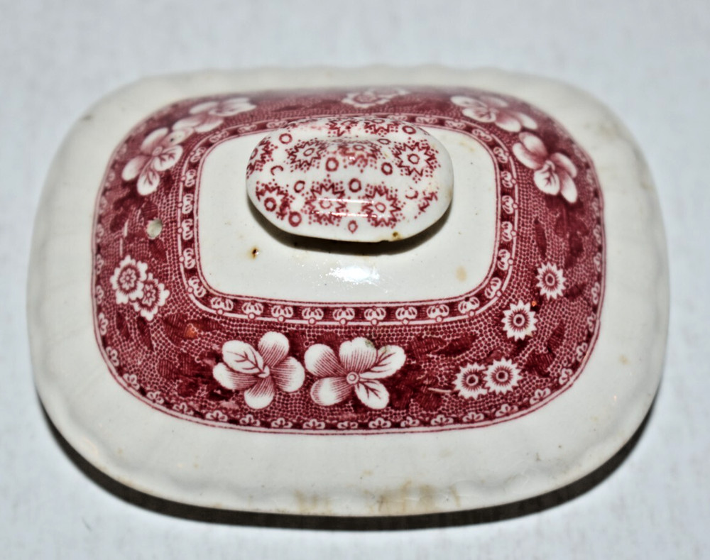 Vintage Copeland Spode Red Tower China Sugar Bowl Cover