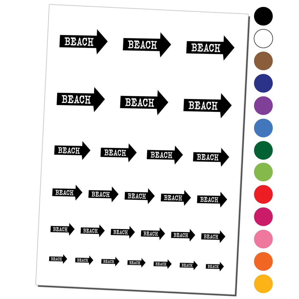 Beach Arrow Fun Text Temporary Tattoo Water Resistant Set Collection