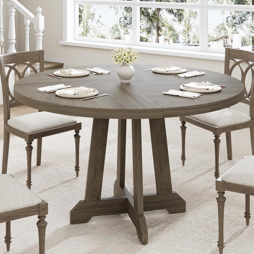 47" Round Dining Table for 4-6 People Large Circle Table Rustic (No chairs)