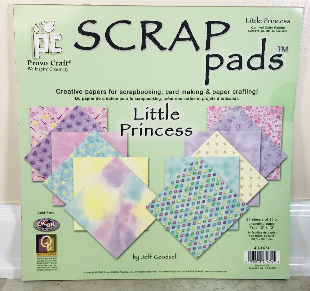 Provo Craft LITTLE PRINCESS ASSORTED PATTERN SCRAPBOOK SHEETS 12 X 12 SET