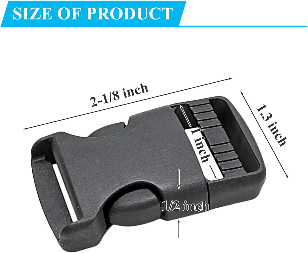 50 Pieces 1 Inch Quick Side Release Plastic Buckle, Heavy Duty Parachute Replace