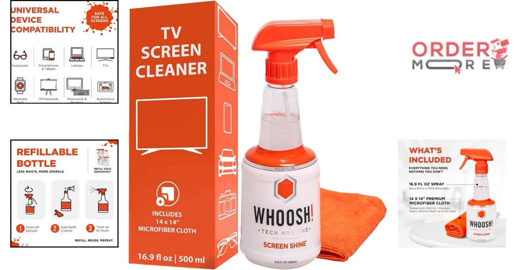 16.9 Fl Oz Screen Cleaner Kit with Eco-Friendly Microfiber Cloth for All Devices