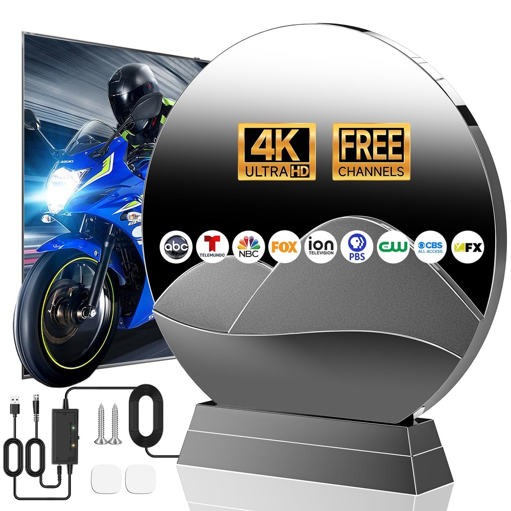 2026 TV Antenna Indoor, 3200+ Miles Range Digital for Smart Black