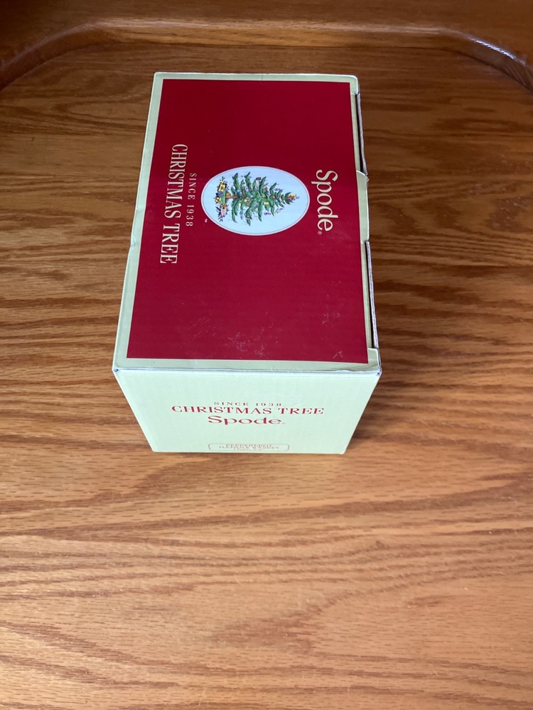 Spode Christmas Tree Peppermint Handle Basket Candy Dish 6.5" MINT IN BOX WOW