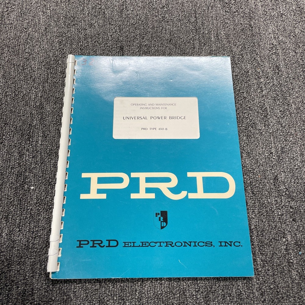 PRD Electronics Type 650-B Universal Power Bridge Operating Instruction 1961