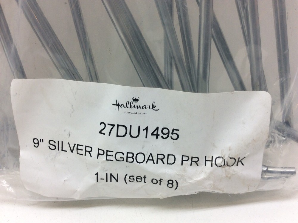 9" Silver Pegboard PR Hooks 8 Pack & Flip Scan for PR Hooks 1" 30 Pack