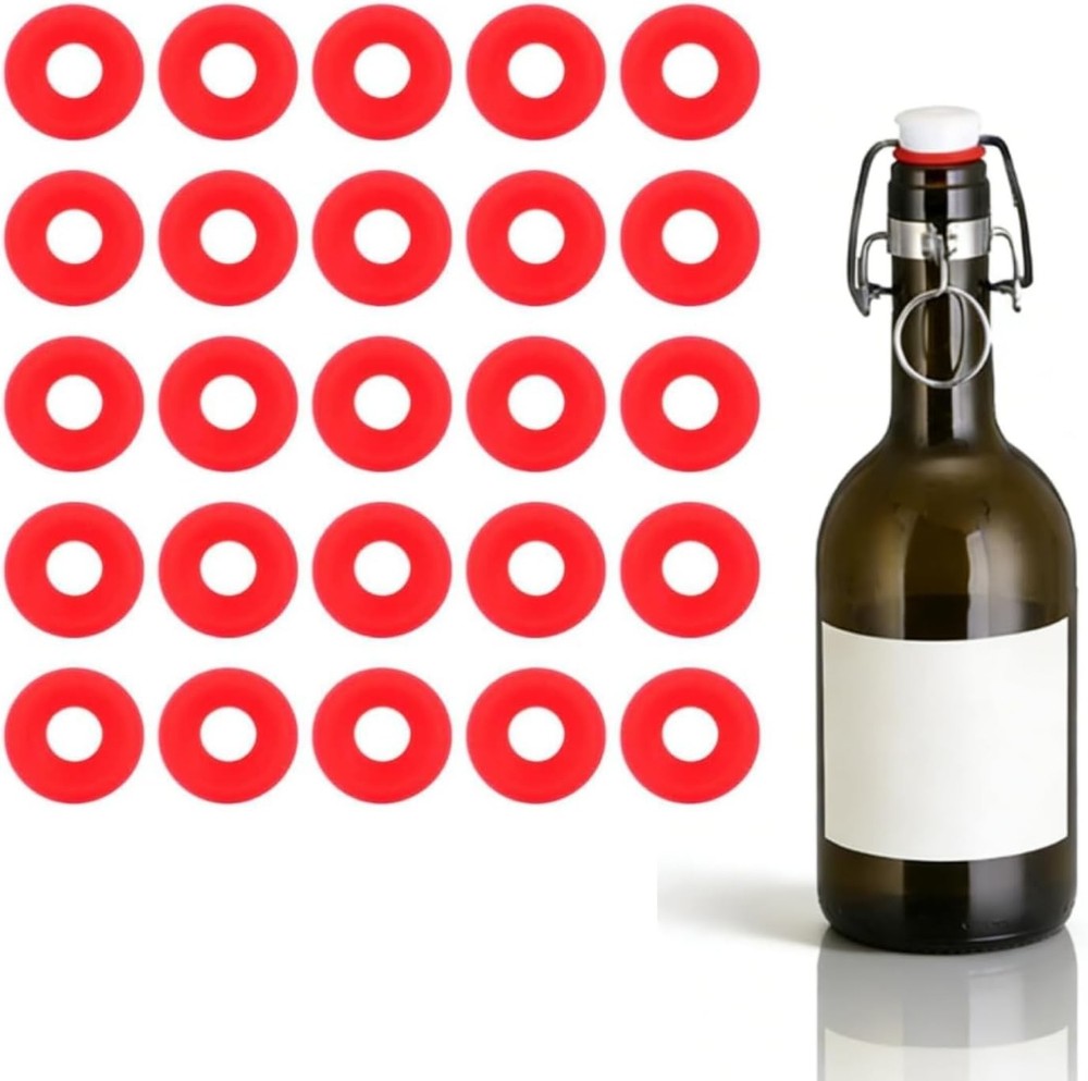 Gaskets Silicone Rubber,25Pcs Silicone Gaskets Washer,Swing Top Bottle Seals