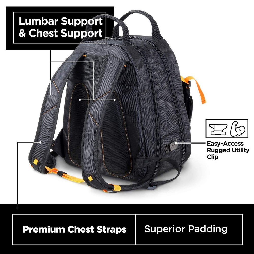 STEELHEAD 48-Pocket Heavy-Duty Tool Backpack, Padded Back Support。