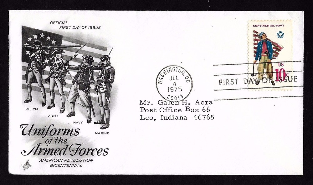 #1566 10c Continential Navy Uniform - ArtCraft FDC