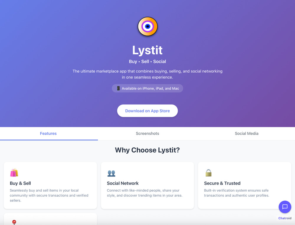 Chatroid.com Domain + Fully functional website (beta)