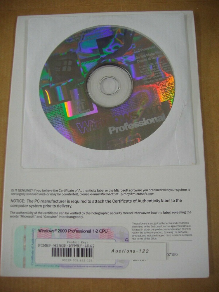 MICROSOFT WINDOWS 2000 PROFESSIONAL FULL OPERATING SYSTEM MS WIN PRO=NEW SEALED=