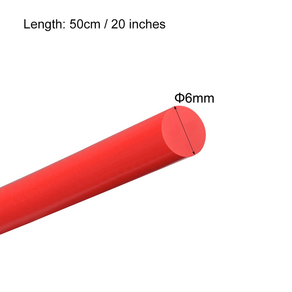 Plastic Round Rod,6mm Dia 50cm Red Engineering Plastic Round Bar 2pcs