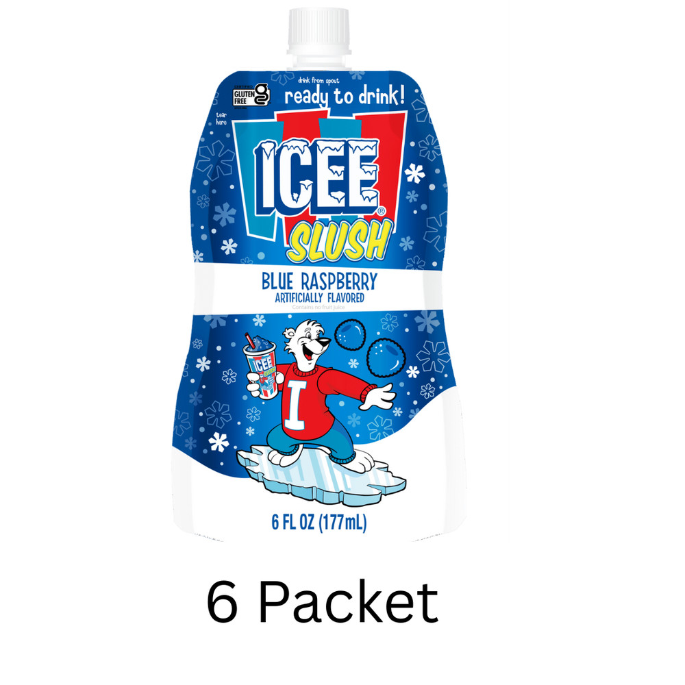 Icee Slush Blue Raspberry Freeze & Squeeze Drink Pouch, 6 fl oz, 6 packets