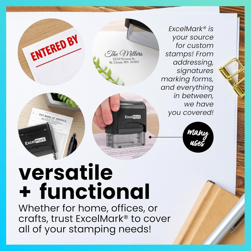 Custom Stamp Small Clear & Crisp Impressions Personalized Self-Inking Rubber