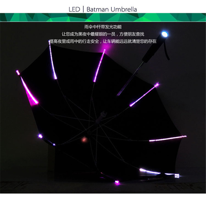 Umbrella With LED Light Up Changing Color Flashlight Straight Umbrellas Prop80cm