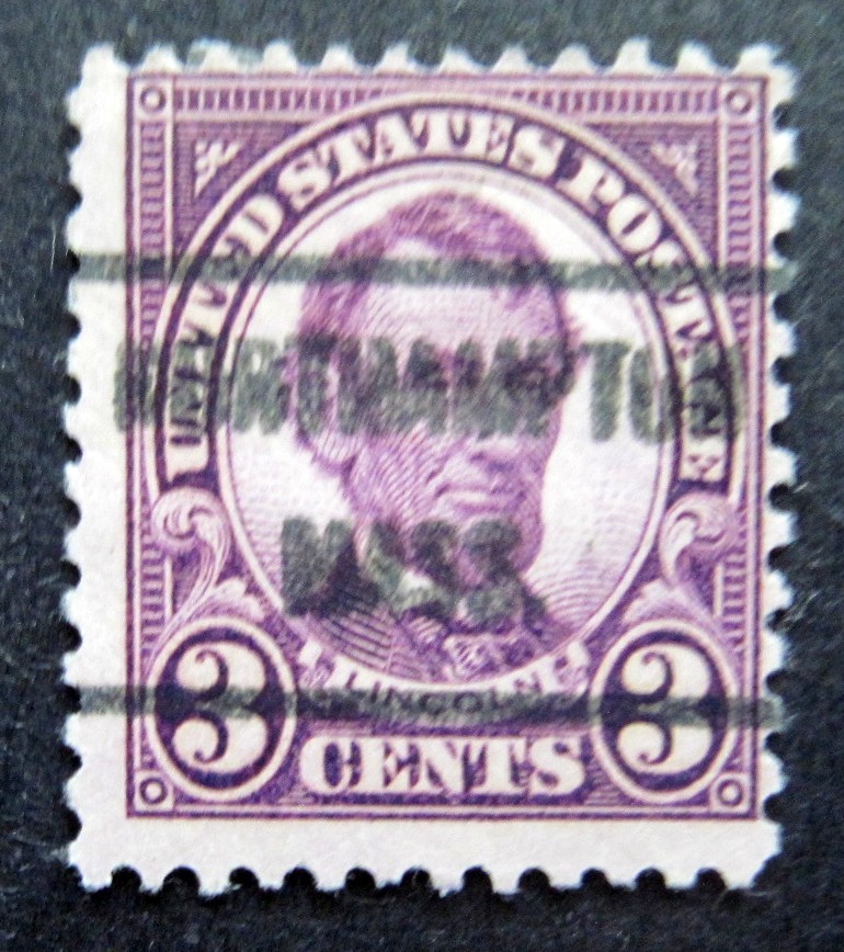 Sc # 635 ~ 3 cent Lincoln Issue, Precancel, NORTHAMPTON MASS.