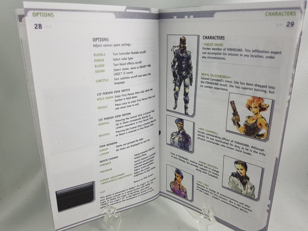 MANUAL - METAL GEAR SOLID TWIN SNAKES Gamecube 'Replacement' Instruction Booklet
