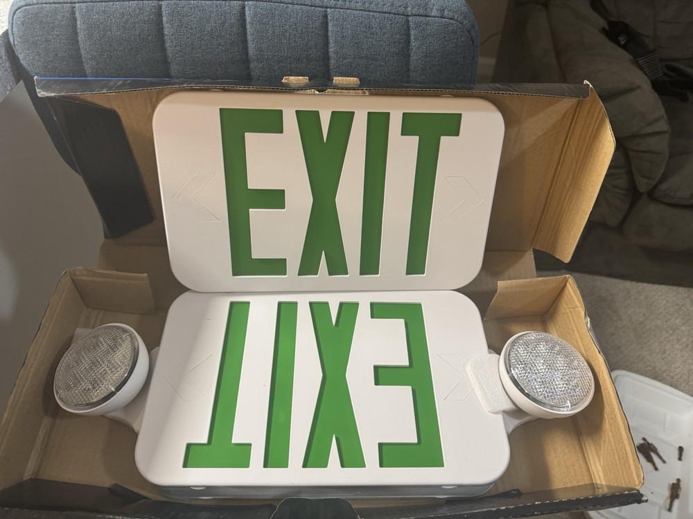 Hubbell Compass CC Series LED Exit Sign w/ Emergency Lights CU2 Series Plastic