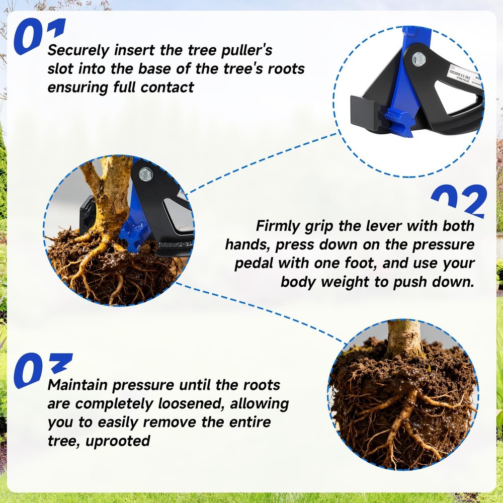 Sapling Puller Tool - Heavy Duty Tree Root Puller for ¼ to 1-3/8" Woody Stems...