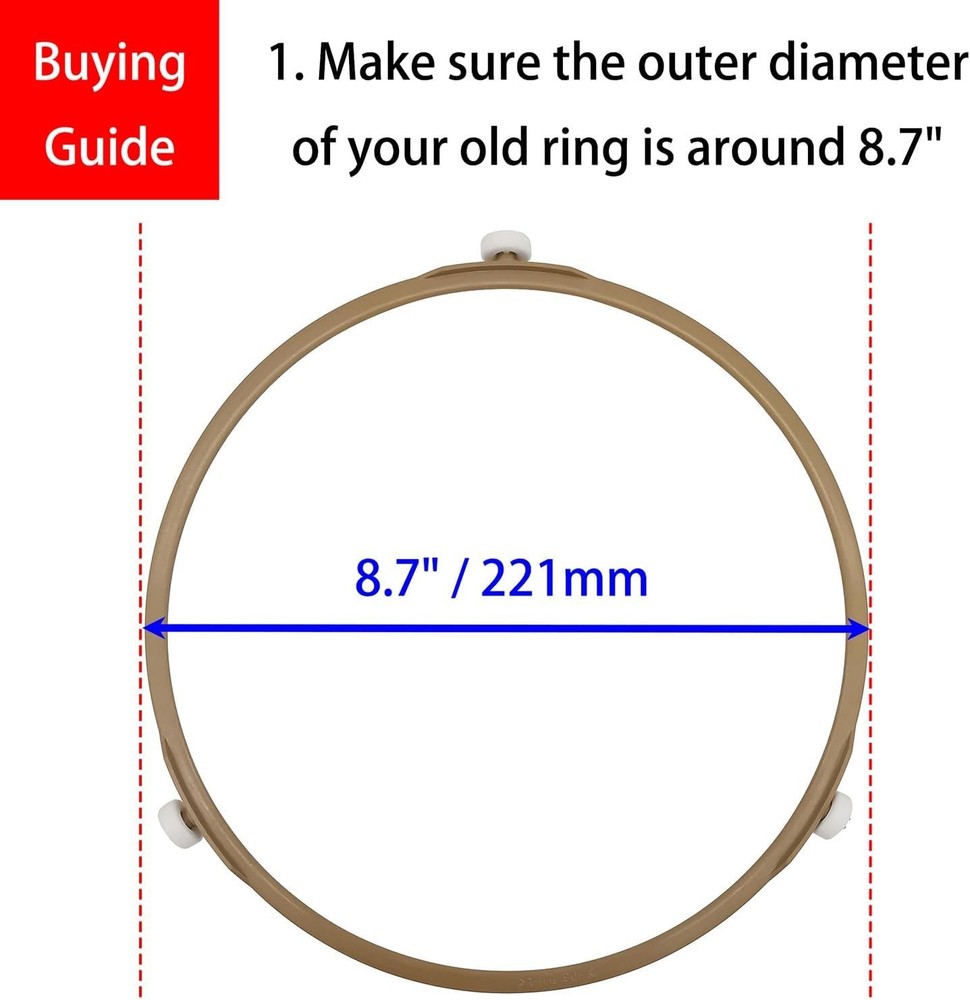 8.7" Microwave Turntable Ring - 15mm Rollers, Durable 2-Pack Replacement Parts
