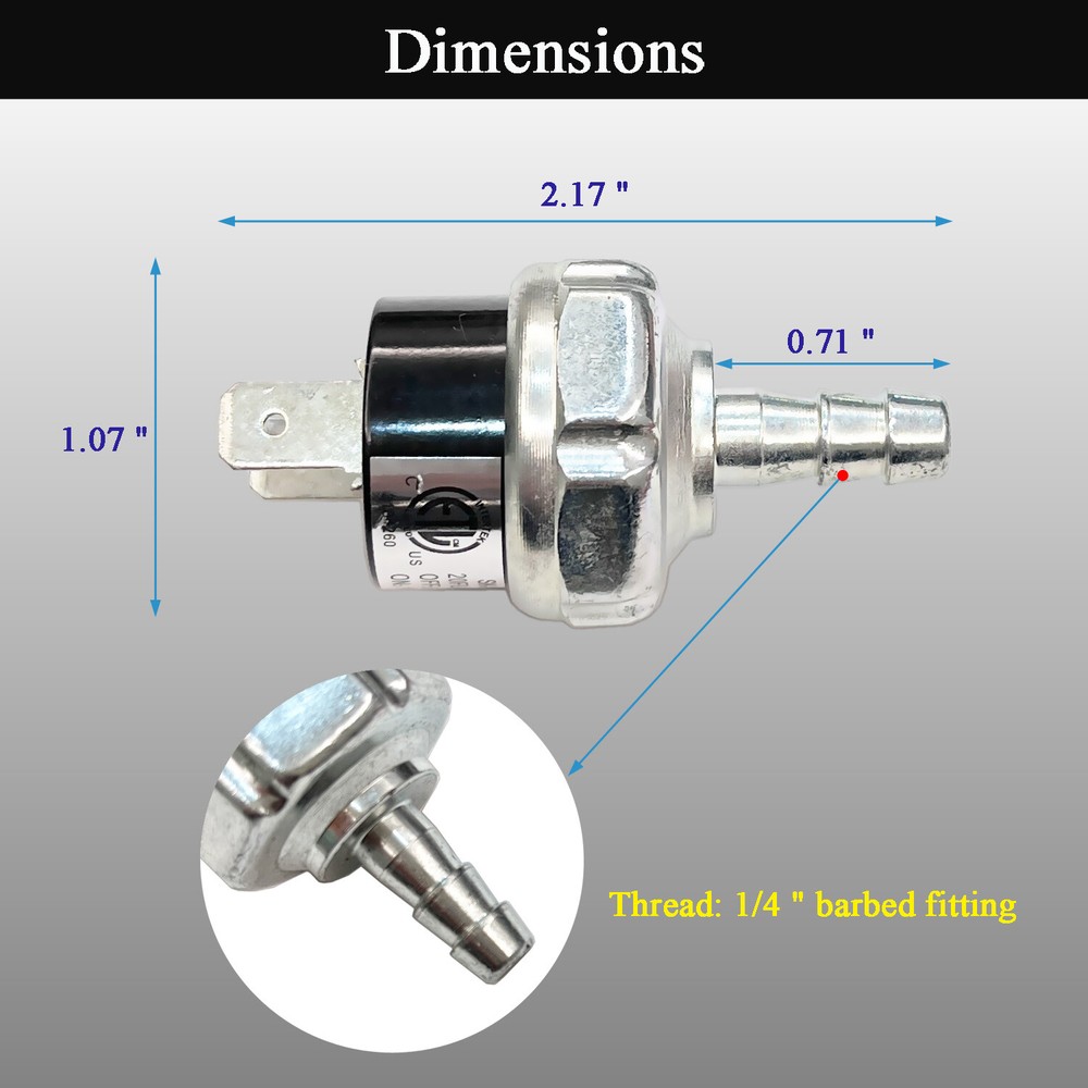 180-225 PSI Air Compressor Micro Pressure Power Switch for Dewalt Porter