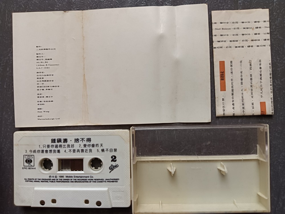 B- Kenny Bee 钟镇涛 =舍不得= 马来西亚版 磁带 Malaysia Cassette