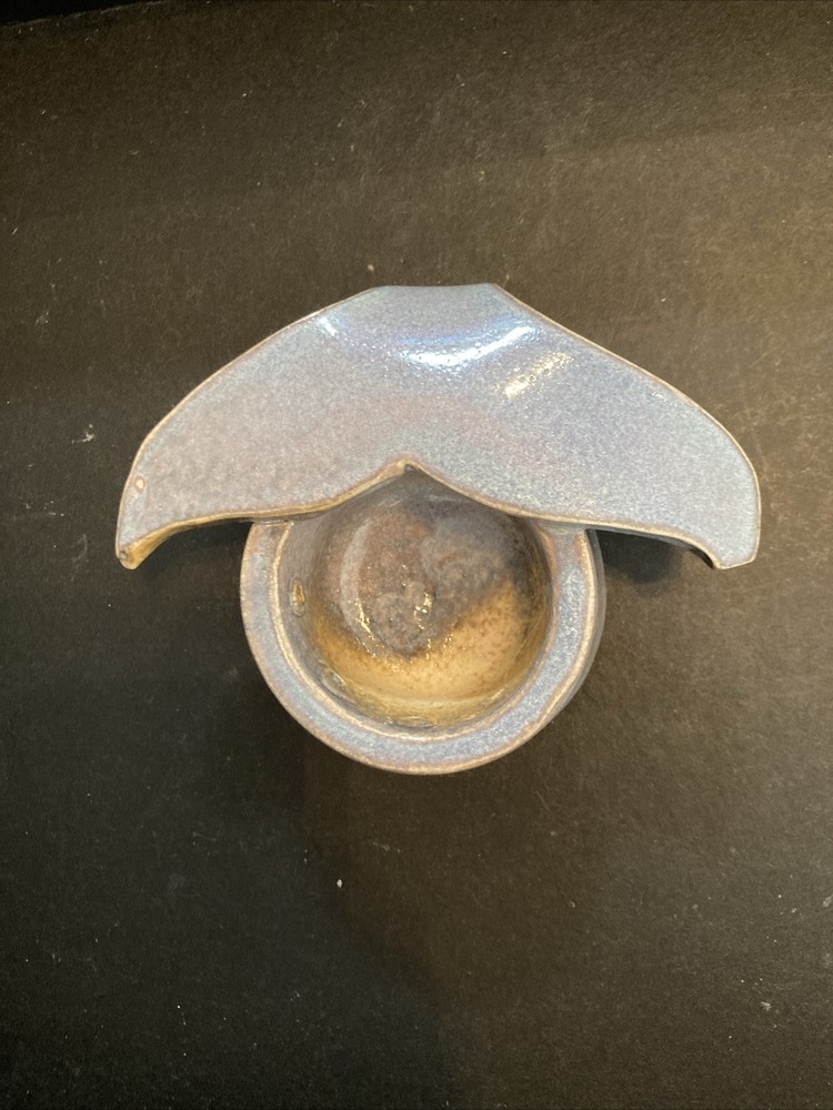 Handmade Art Pottery Whale Tail Handle Tealight Holder Signed