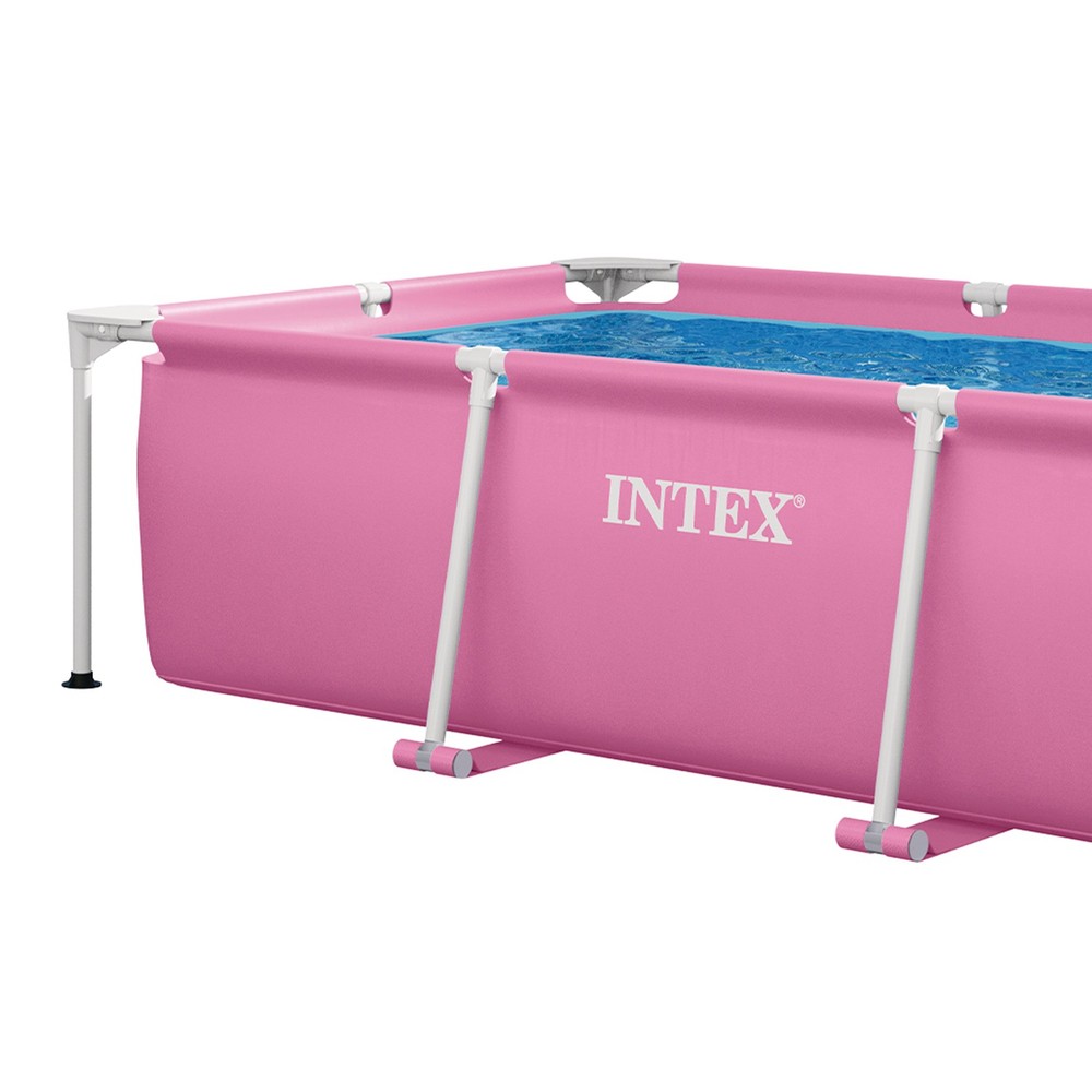 INTEX 8.5ft x 26in Rectangular Frame Above Ground Backyard Swimming Pool, Pink