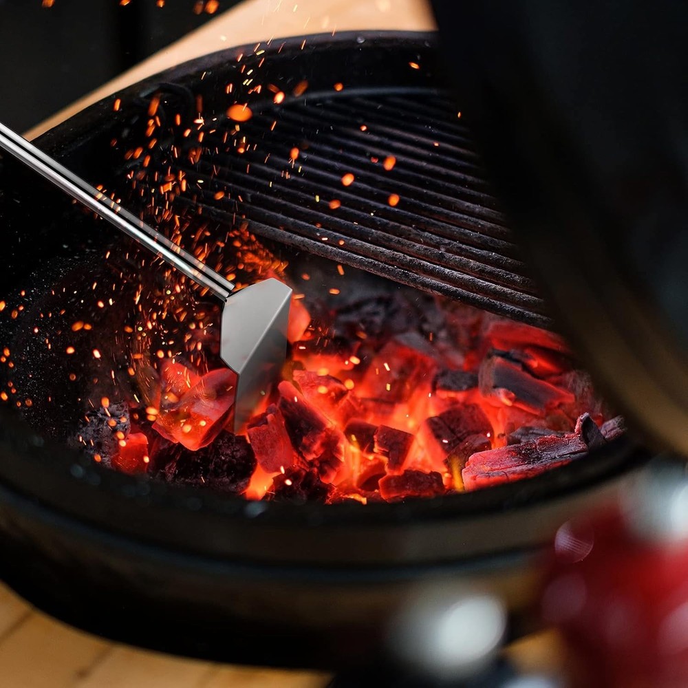 26.8 Extendable BBQ Ash Tool Stainless Steel Charcoal Rake Silver